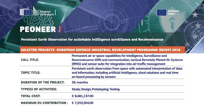 9 entreprises dont Earthcube sélectionnées pour développer la plateforme européenne de renseignement, de surveillance et de reconnaissance