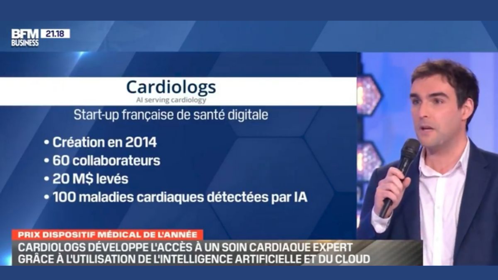 Cardiologs receives the 2020 medical device award at the BFM Business health awards
