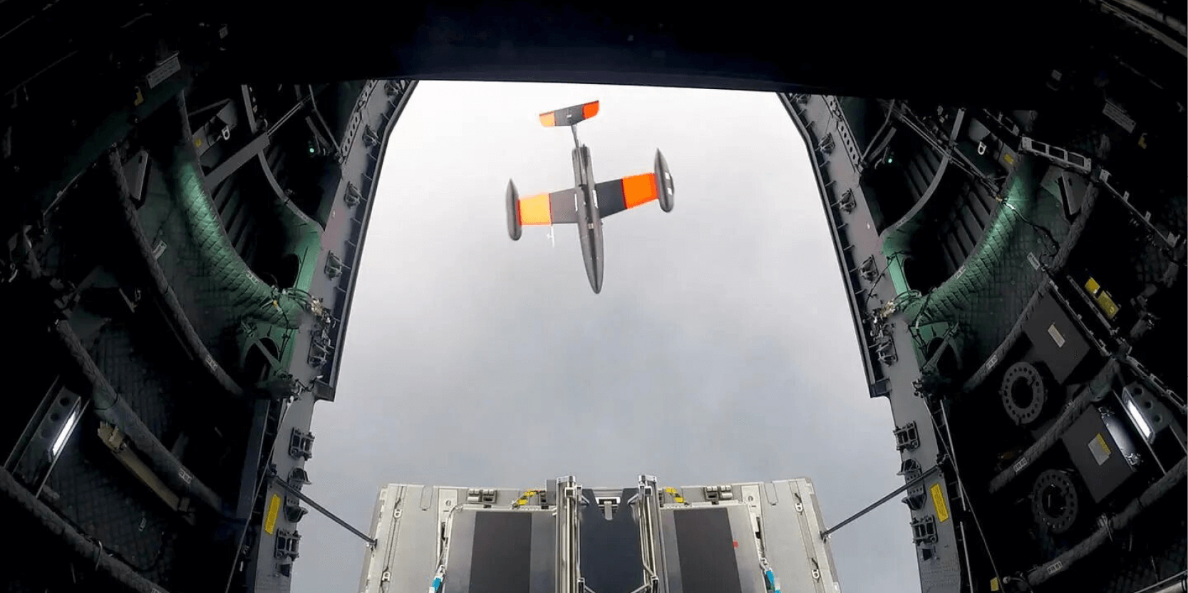 Airbus drops and flies a support drone from a Bundeswehr A400M